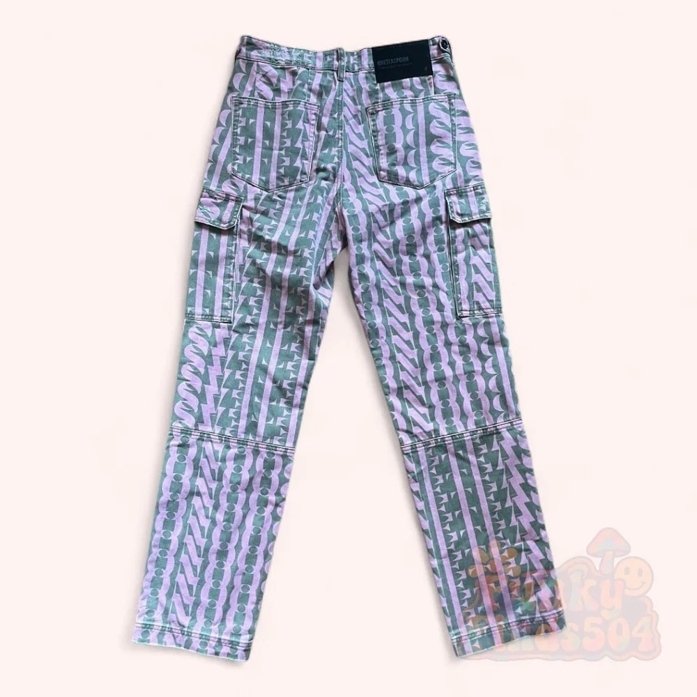One Teaspoon Cargo Motion Jeans Static CEO Print Pink & Army Green NWT Size 26